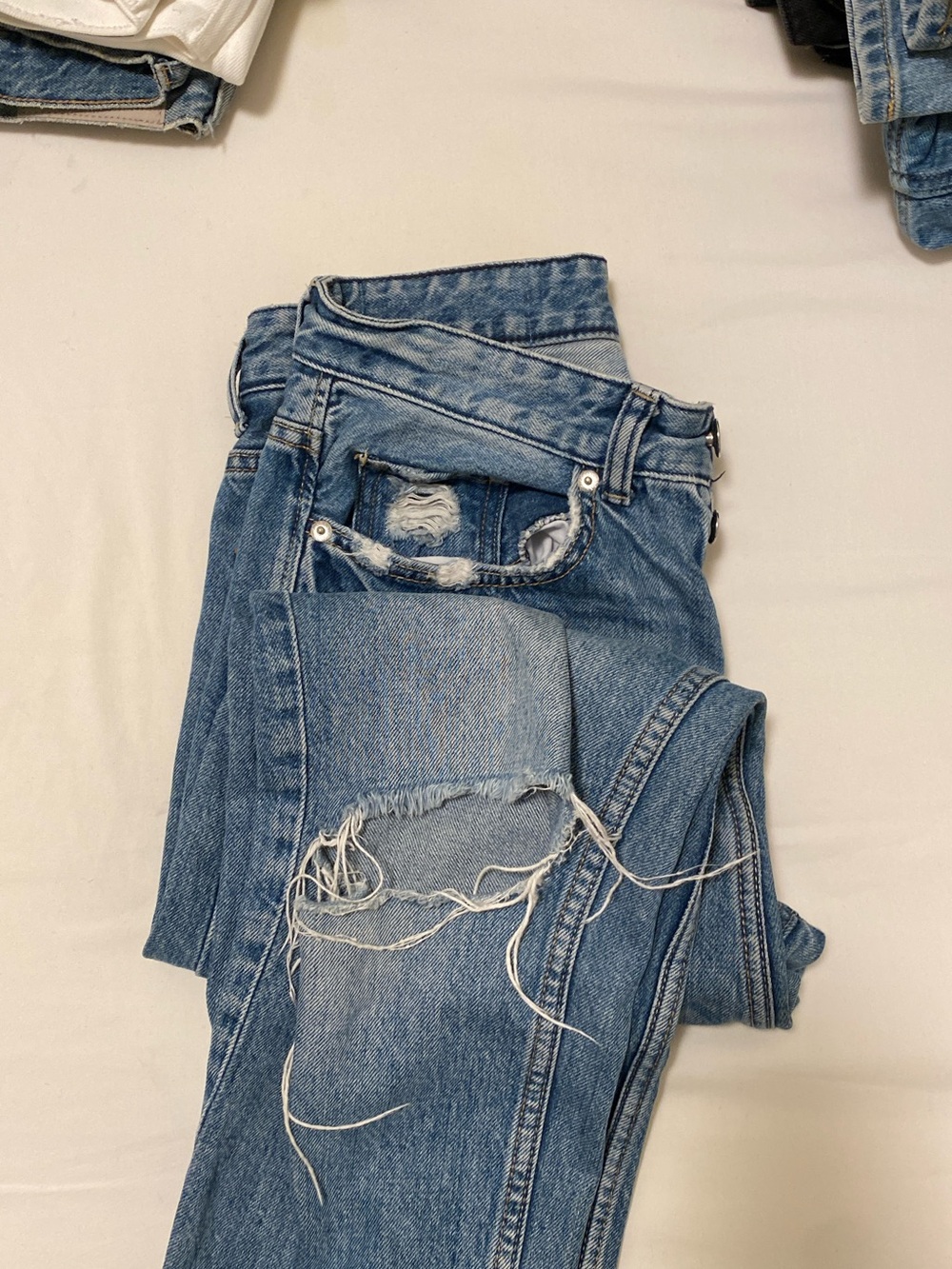 Zara Light Blue Distressed Boyfriend Jeans